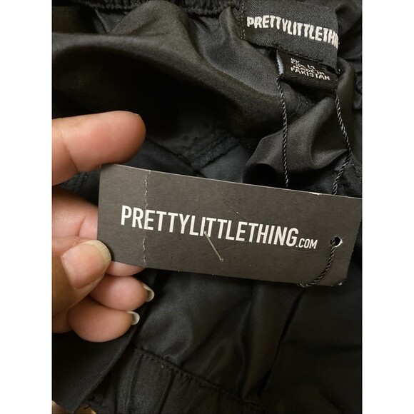 NWT Pretty Little Thin Petite Black Low Rise Parachute Trouser Pants Sz 10 - Picture 14 of 16